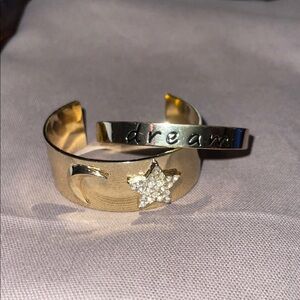 Inspired Life Gold Cuff Bracelet set Rhinestone Star & Moon Design & DREAM! NEW!